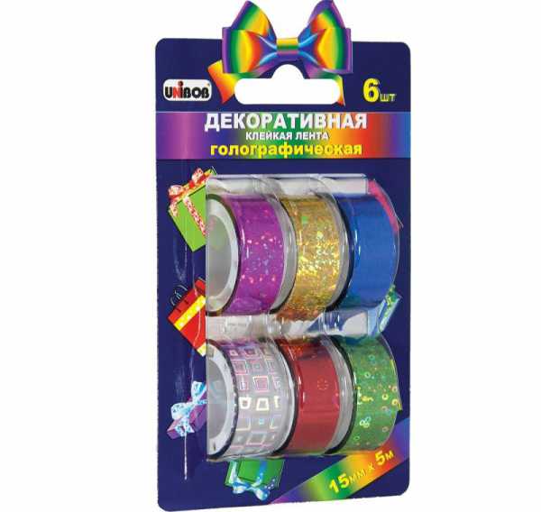 Кл. лента декоративная гологр UNIBOB 15мм*5м (6шт) 4052/72