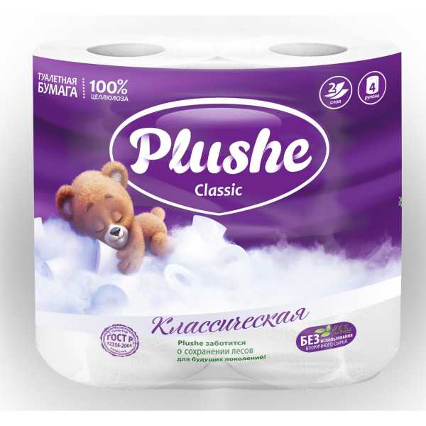 "Бумага туалетная ""PLUSHE Classic"" бел (4шт/12уп)"