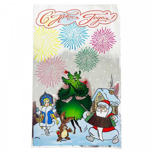 Пакет фольгированный 25*40см "Танцующая елочка"(1000) 4002/3
