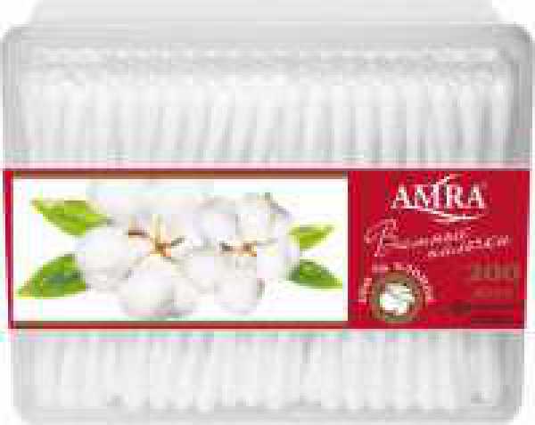 Ватные палочки AMRA (прямоуг) (200шт)