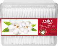 Ватные палочки AMRA (прямоуг) (200шт)